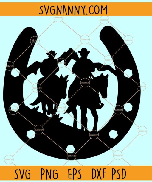 Horseshoe with cowboys svg, Horseshoe Svg Files, Cowboy Svg, Horseshoe Svg
