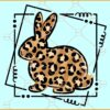 Leopard print bunny square frame svg, Leopard Easter bunny svg, Easter bunny svg