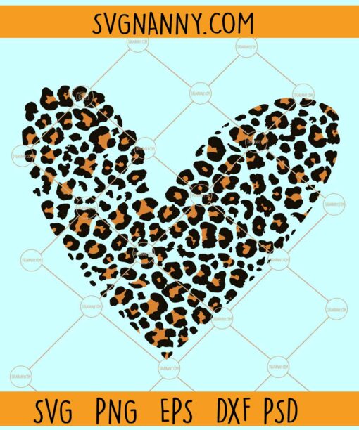 Leopard print heart svg, Heart Leopard print Svg, Love Svg, Leopard Heart Svg