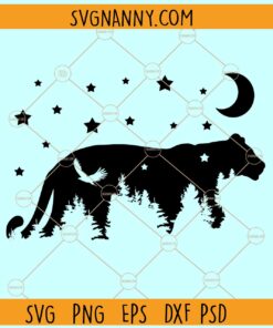 Lion mountains svg File, Lion Mountains svg, Forest Lion svg, Forest Animal svg