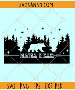 Mama bear forest scene Starbucks libbey glass can wrap svg, Starbuck wrap svg