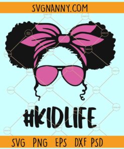 Messy bun kidlife afro puffs svg, Messy Bun SVG File, Hair SVG, Sunglasses svg