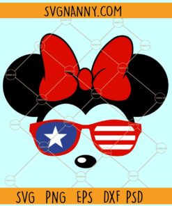 Minnie USA sunglasses SVG, 4th July svg Minnie svg, Minnie with USA Sunglasses svg
