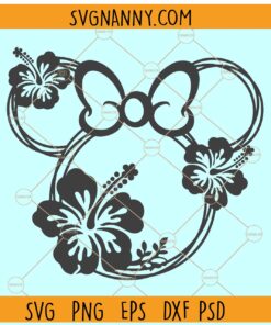 Minnie head with flowers SVG, Floral Minnie Svg, Minnie Mouse Head svg, Disney svg