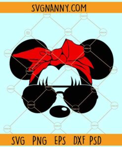 Minnie with bandana SVG, Minnie Bandana SVG, Minnie Mouse Aviator Glasses svg