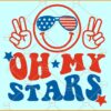Oh my stars wavy letters smiley svg, 4th July svg, American svg, USA Flag svg