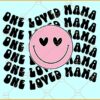 One loved mama wavy letters smiley face svg, Retro smiley svg, Mom svg