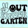 Peace out kindergarten SVG, Retro Smiley svg, Wavy Letters svg, Kindergarten SVG