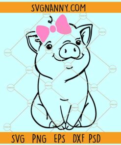 Pig with bow SVG, Pig SVG, Piglet svg, Farm Piglet svg, Farmhouse Sign svg