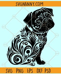 Pug mandala SVG, Intricate Pug svg, Pug Zentangle svg, Mandala svg