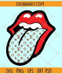 Rolling Lips with Louis Vuitton Pattern Svg, Rolling Lips Tongue Louis Vuitton Pattern Svg, Lips Louis Vuitton Pattern Svg