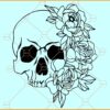 Skull with flowers SVG, Floral Skull svg file, Flower Skull svg, halloween svg file