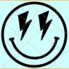 Smiley face with lightning bolt eyes svg, Smiley Face Lightning Bolt Svg