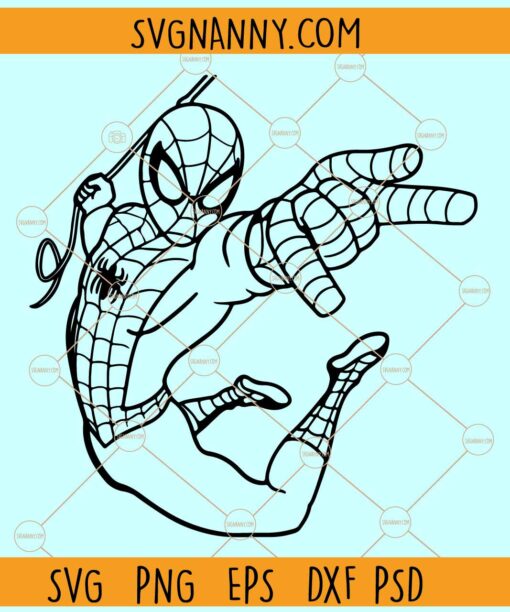 Spiderman on rope SVG, Super Hero svg, Marvel Comics svg, Spiderman clipart svg