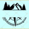 Split Mountain and compass monogram svg, Mountains svg, Hiking svg