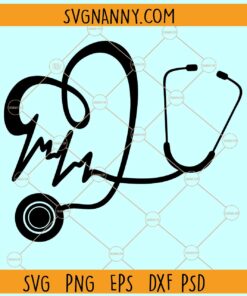 Stethoscope Heartbeat SVG, EKG Stethoscope Heart SVG, Stethoscope Heartbeat svg