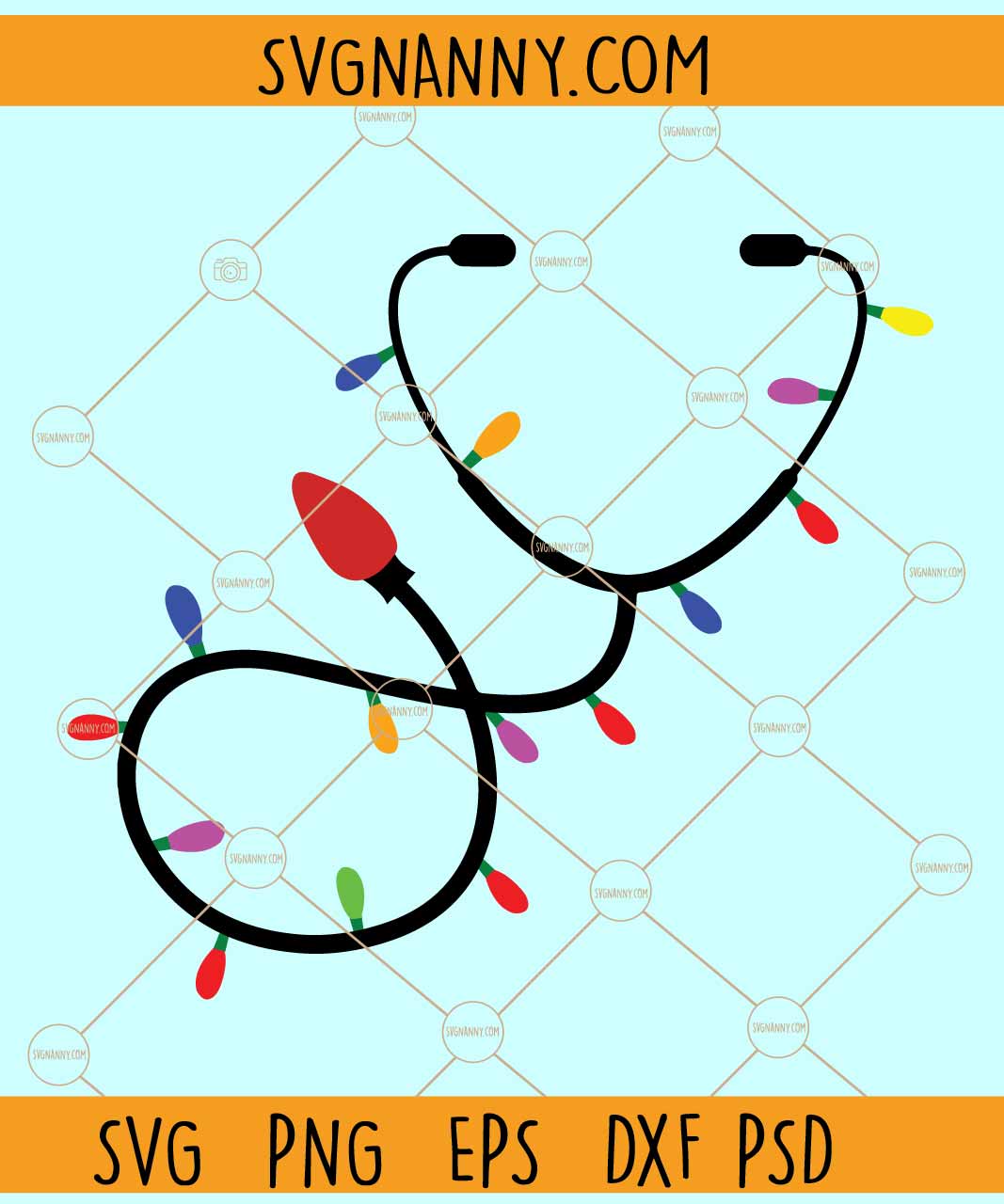 Stethoscope with Christmas Lights SVG, Christmas sign svg, Christmas svg file, Christmas png