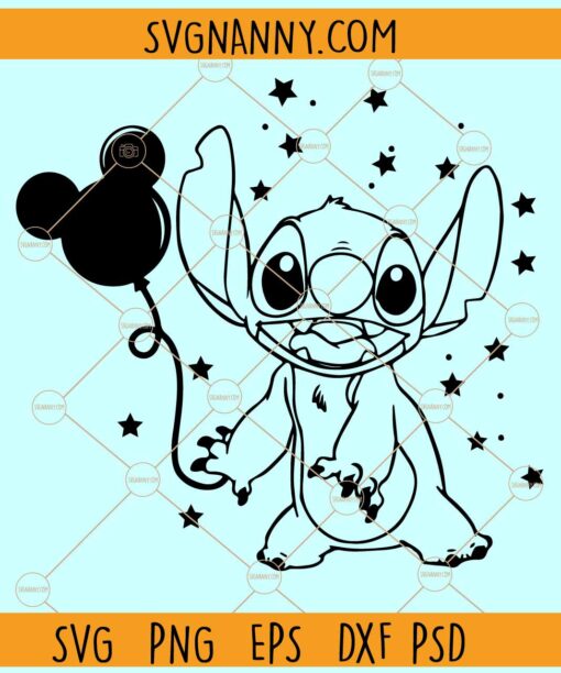 Stitch with Mickey Balloon SVG, Disney svg, Disney Stitch svg, Mickey Ears SVG