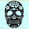 Sugar skull svg, Floral sugar skull SVG, Flower skull svg, Halloween svg, Halloween clipart svg