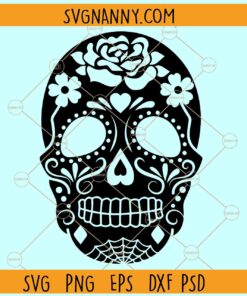Sugar skull svg, Floral sugar skull SVG, Flower skull svg, Halloween svg, Halloween clipart svg