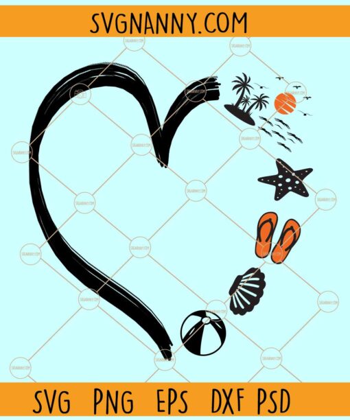 Summer heart svg, Beach Life svg, Palm Trees svg, Beach Png, Beach SVG
