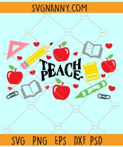 Teach Peace Starbucks Libbey glass can wrap svg, Starbucks Teacher Life SVG