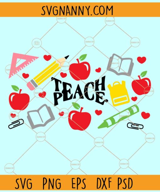 Teach Peace Starbucks Libbey glass can wrap svg, Starbucks Teacher Life SVG
