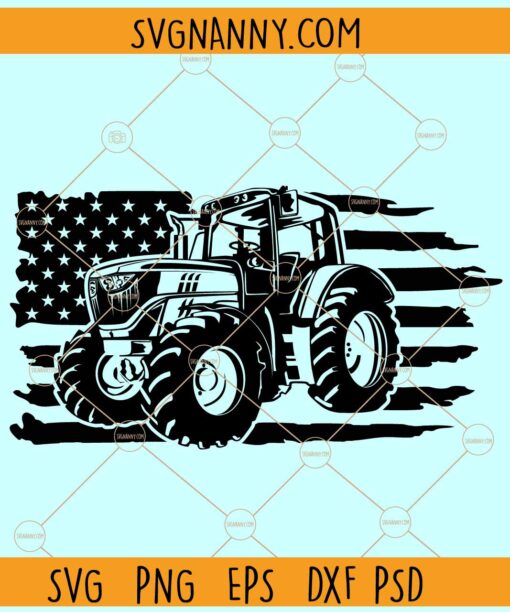 # Tractor American flag svg, USA Farm Tractor Svg, US Farmer svg, 4th of July Svg