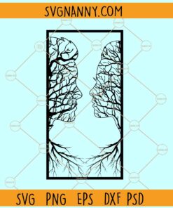 Tree Couple Wall Art Svg, Tree couple face shape svg, Couple Wall Art Svg