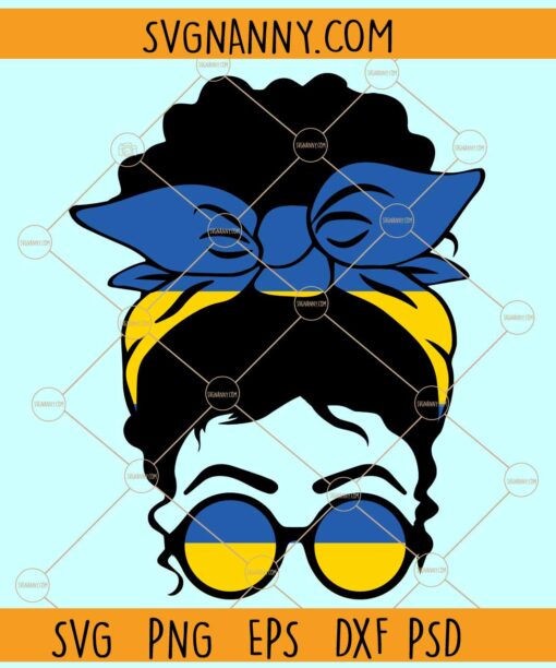 Ukraine Messy bun svg, Messy Bun Hairstyle With Ukraine Flag SVG