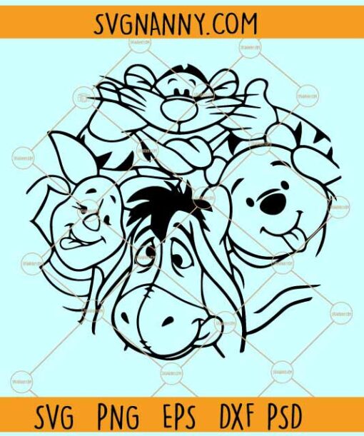 Winnie Pooh and Friends Circle SVG, Winnie Pooh and Friends svg, winnie svg, pooh svg