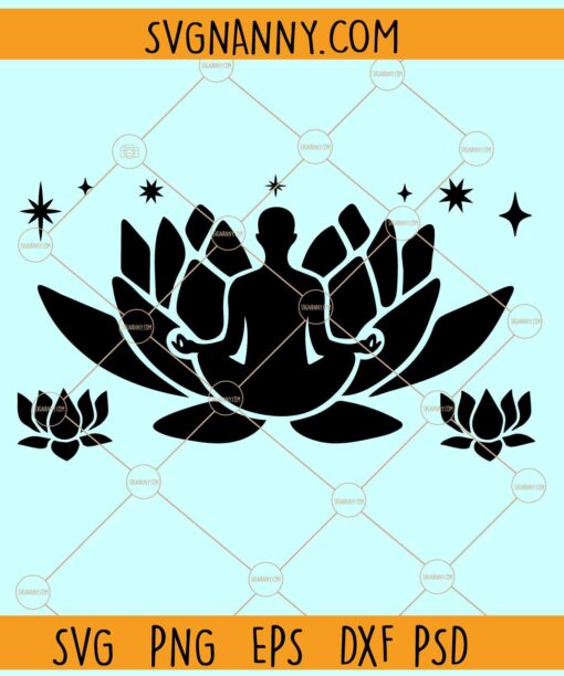 Yoga pose with Lotus Starbucks libbey glass can wrap svg, Starbuck wrap svg