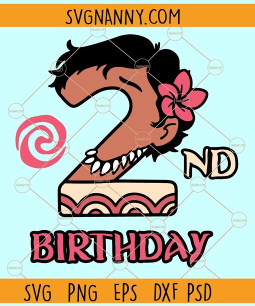 2nd Birthday Moana SVG, Baby Moana 2nd Birthday Svg, Baby Moana two SVG