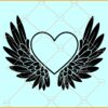 Angel wings with heart SVG, Angel Wings svg, Memory svg, Memorial clipart svg