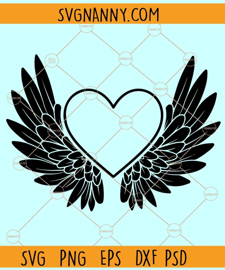 Angel Wings With Heart SVG, Angel Wings Svg, Memory Svg, Memorial ...