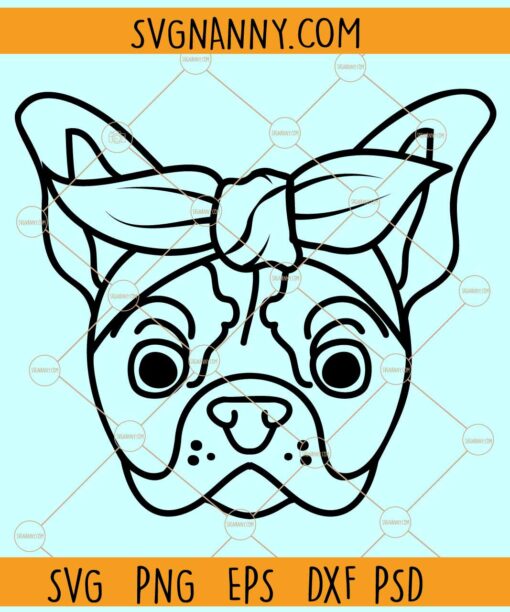 Bulldog head with bandana svg, Bulldog bandana svg, Dog bandana svg