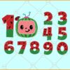 Cocomelon Numbers SVG, Cocomelon Numbers Clipart svg, Cocomelon svg