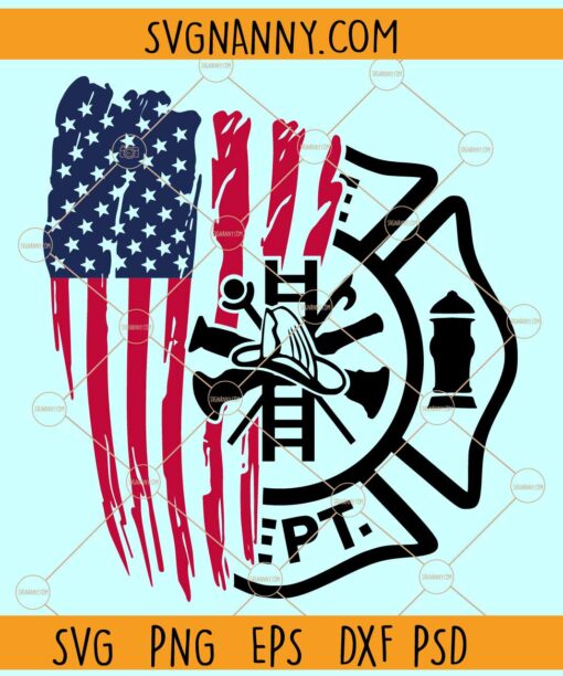 Distressed firefighter flag svg, USA Flag svg, Maltese Cross svg, American Firefighter Flag svg
