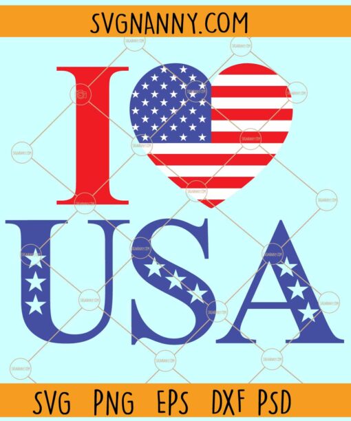 I Love USA SVG, American heart Flag SVG, USA Flag svg, 4th of July SVG
