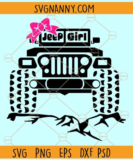 Jeep girl pink bow svg, Jeep Girl svg, Cute Jeep svg, Jeep Svg