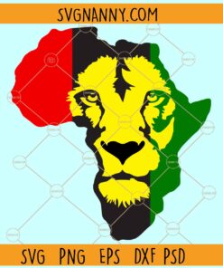 Juneteenth Lion Africa Map SVG, Juneteenth Svg, Africa Map with Lion Face SVG