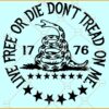 Live free or die don't tread on me svg, 2nd amendment svg,  Rattle Snake svg