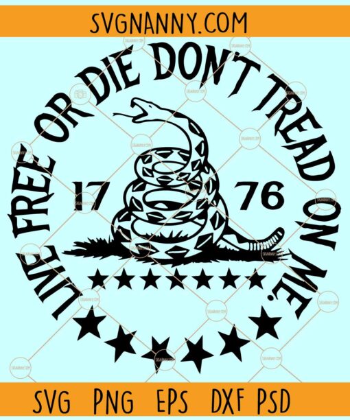 Live free or die don't tread on me svg, 2nd amendment svg,  Rattle Snake svg