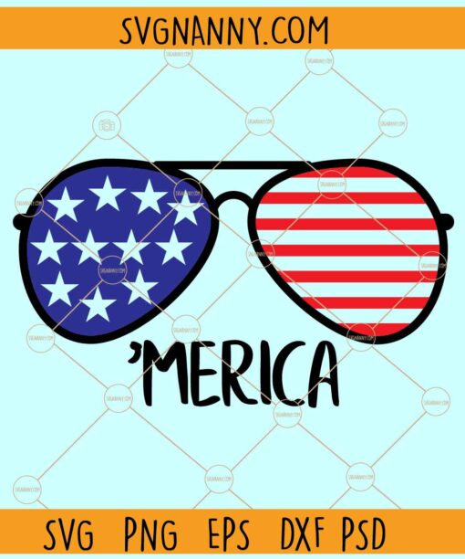 Merica Sunglasses SVG, American Flag svg, 4th of July SVG, America SVG