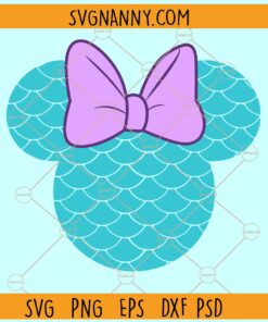 Mermaid scales Minnie Mouse head SVG, Minnie Mouse Mermaid Head SVG, Minnie mermaid scales SVG