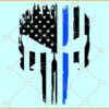 Police Punisher skull flag SVG, Punisher Skull US Flag Thin Blue Line svg