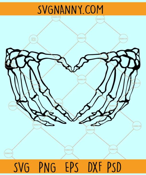 Skeleton hands love heart symbol svg, Skeleton heart hands svg