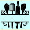 Split kitchen utensils monogram svg, Split Kitchen Utensils SVG, Kitchen svg