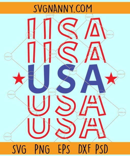 Stacked USA SVG, Mirrored USA SVG, Red White Blue Svg, America SVG