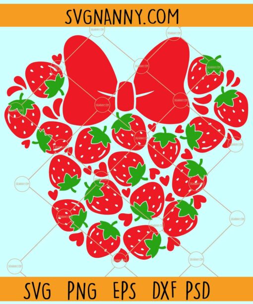 Strawberry Mouse Head SVG, Mouse Head Strawberry SVG, Valentine's Day Décor svg
